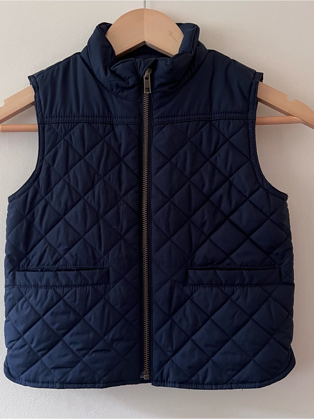 J Crew Crewcuts Navy Blue Quilted Vest Front Pockets Size Girls XS NWOT Preppy